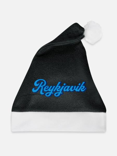 Reykjavik Blau Script Logo - Weihnachtsmütze - Schwarz/Weiß