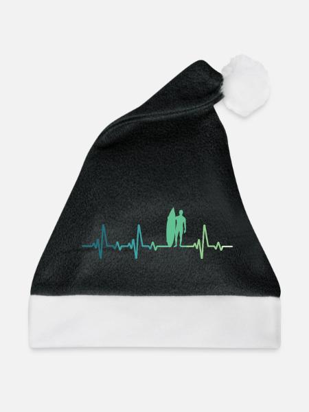 Surf-Herzschlag-Surfer-Geschenk - Weihnachtsmütze - Schwarz/Weiß