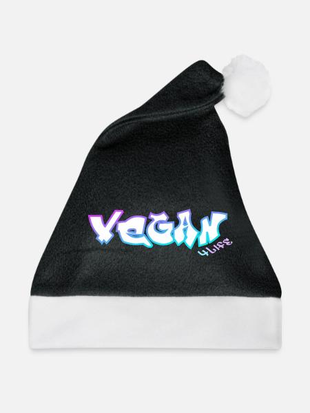 vegan4life cyan-lila - Weihnachtsmütze - Schwarz/Weiß