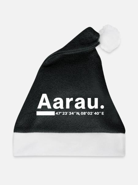 Aarau Koordinaten Aargau Aarauer Aarauerin - Weihnachtsmütze - Schwarz/Weiß - Vorne