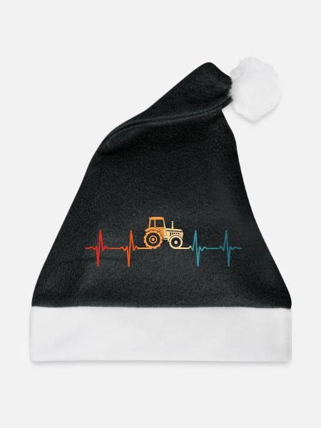 Farmer Herzschlagtraktor - Weihnachtsmütze - Schwarz/Weiß