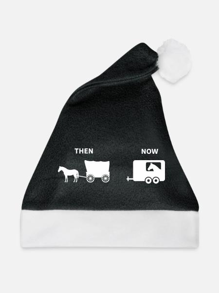 Lustiges Pferd Kutsche Parodie Historisches Design - Weihnachtsmütze - Schwarz/Weiß - Vorne