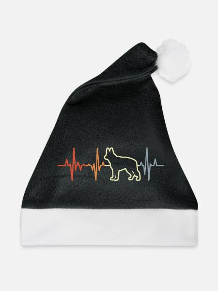 Schäferhund Herzlinie - Weihnachtsmütze - Schwarz/Weiß