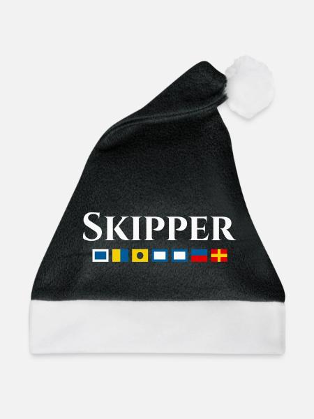Skipper Maritimes Flaggen Design - Weihnachtsmütze - Schwarz/Weiß