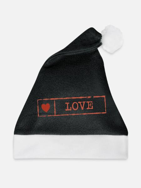 Rustikaler Herz-Liebesstempel - Weihnachtsmütze - Schwarz/Weiß
