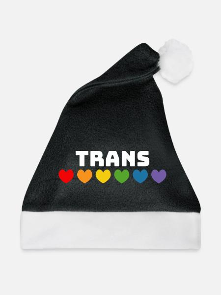 Regenbogenherzchen Trans weiss - Weihnachtsmütze - Schwarz/Weiß