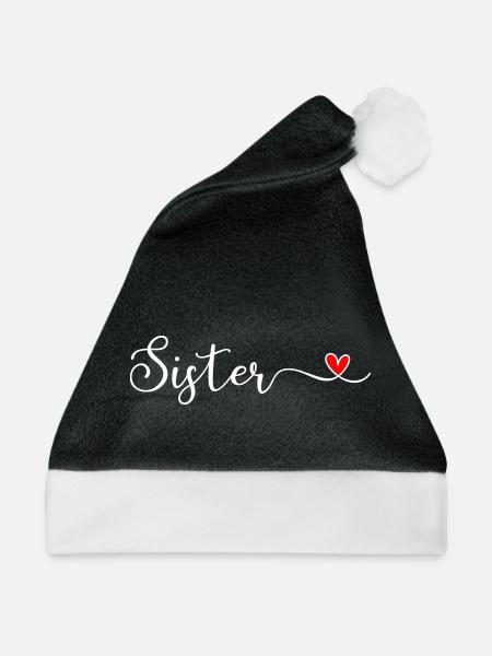 Schwester - Weihnachtsmütze - Schwarz/Weiß