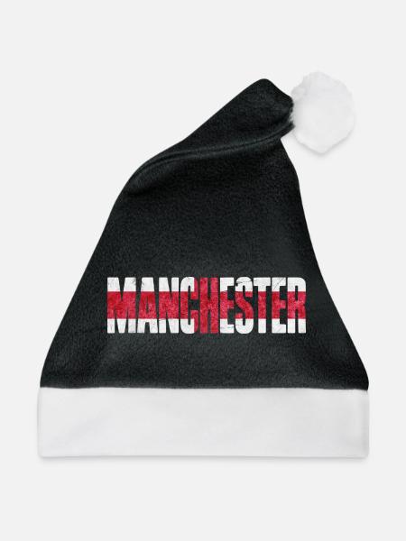 Manchester England - Weihnachtsmütze - Schwarz/Weiß