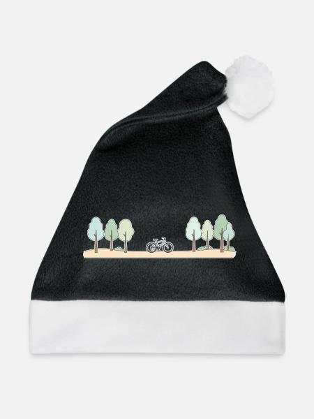Waldpfad Fahrradszene - Weihnachtsmütze - Schwarz/Weiß