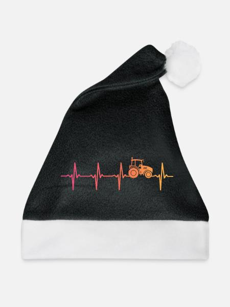 Traktor-Sonnenuntergangs-Herzschlag-Bauer - Weihnachtsmütze - Schwarz/Weiß