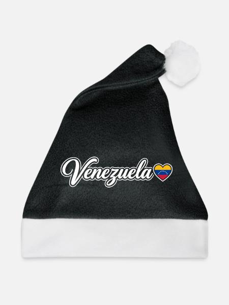 Venezuela-Skript mit Flagge Herz Liebe - Weihnachtsmütze - Schwarz/Weiß