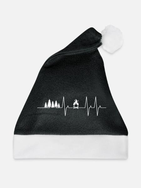 Feuerlager Wald Herzschlag Herzschlag Herzschlag Lagerfeuer - Weihnachtsmütze - Schwarz/Weiß