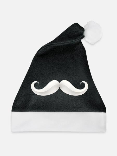 Weißer Schnurrbart Print - Weihnachtsmütze - Schwarz/Weiß