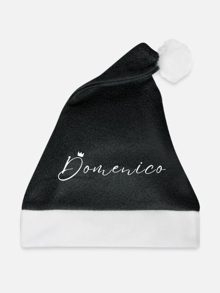 Domenico Name König T-Shirt Geschenk Männer - Weihnachtsmütze - Schwarz/Weiß - Vorne