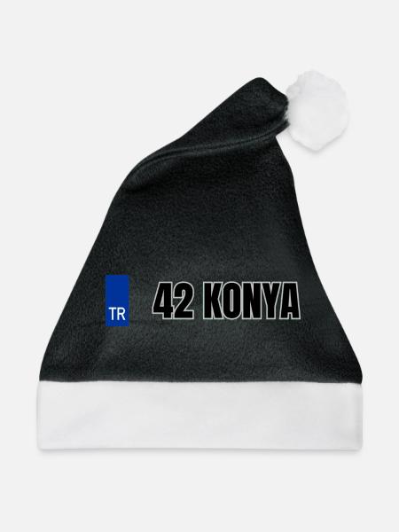 42 Konya Kennzeichen | Türkisches Kennzeichen - Weihnachtsmütze - Schwarz/Weiß