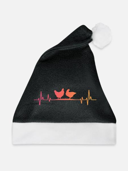 Hennen-Sonnenuntergangs-Herzschlag-Hennen - Weihnachtsmütze - Schwarz/Weiß