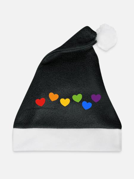 Regenbogenherzen Stolz - Weihnachtsmütze - Schwarz/Weiß