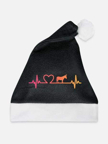 Esel Herzschlag Eselin - Weihnachtsmütze - Schwarz/Weiß