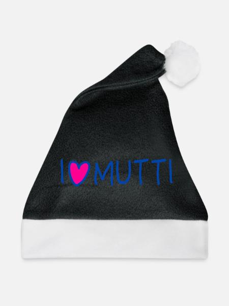 Mama I love Mutti Spruch Muttertag - Weihnachtsmütze - Schwarz/Weiß