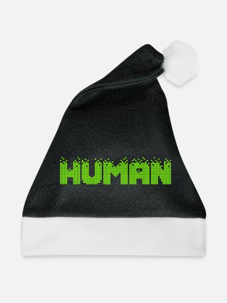 HUMAN Neon Pixel Glitch - Weihnachtsmütze - Schwarz/Weiß - Vorne