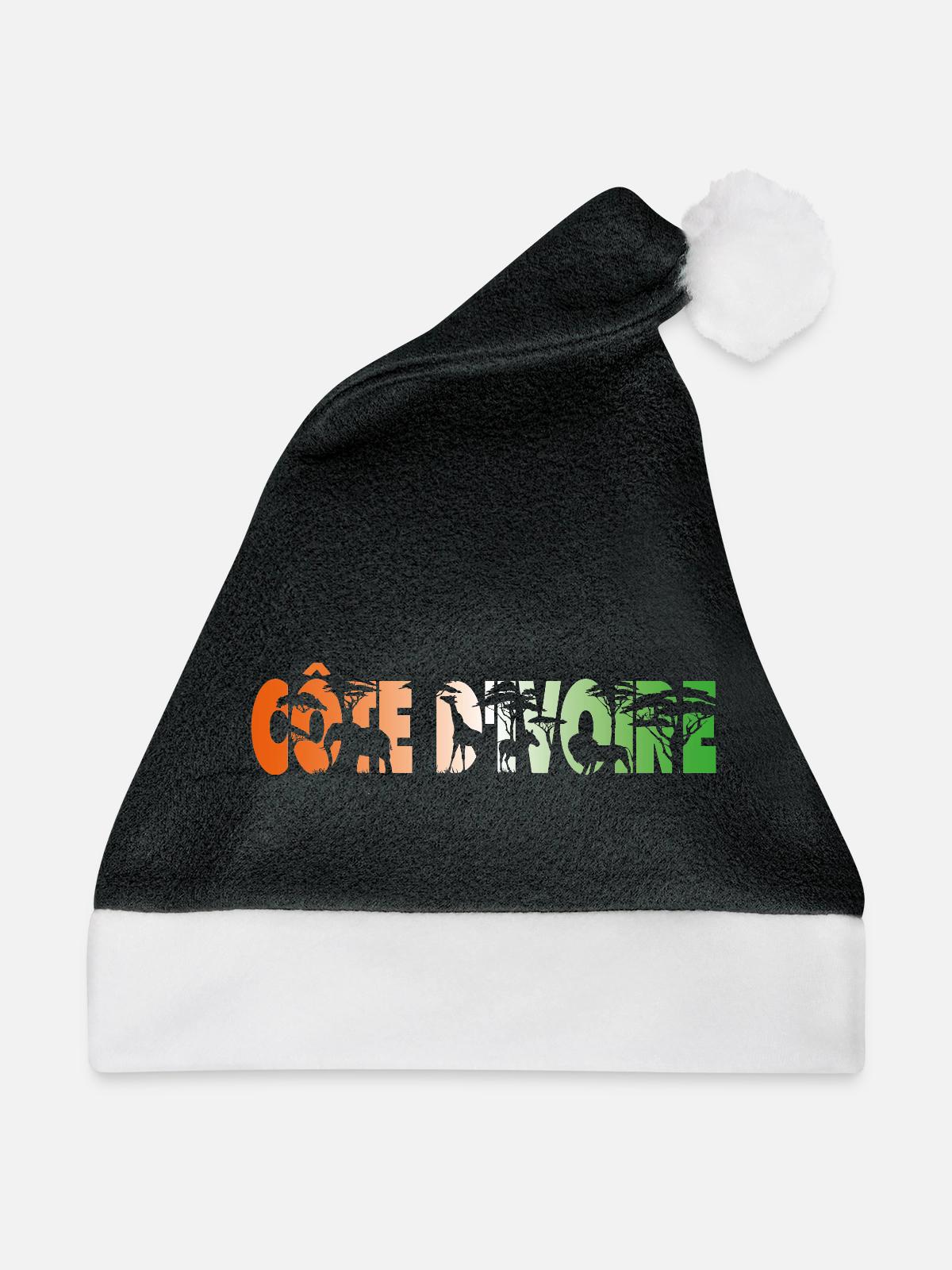 Elfenbeinküste - Weihnachtsmütze - Schwarz/Weiß - Vorne