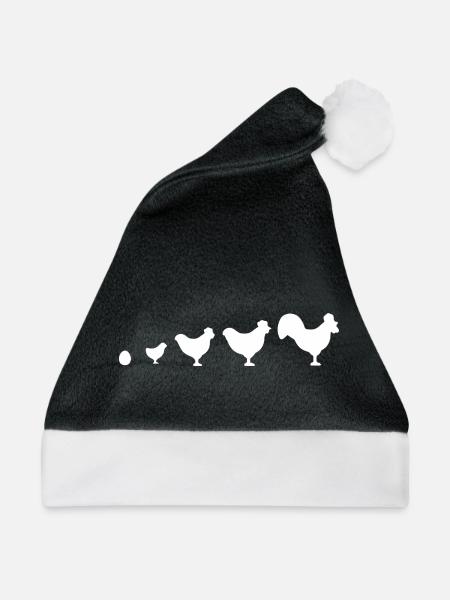 Evolution Bauer Huhn Hahn lustig - Weihnachtsmütze - Schwarz/Weiß