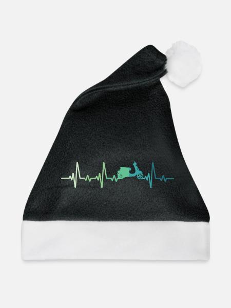 Scooter-Herzschlag-Mopedroller - Weihnachtsmütze - Schwarz/Weiß