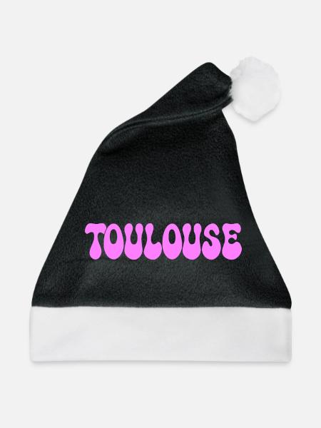 Toulouse, neonrosa Blasenbuchstaben - Weihnachtsmütze - Schwarz/Weiß