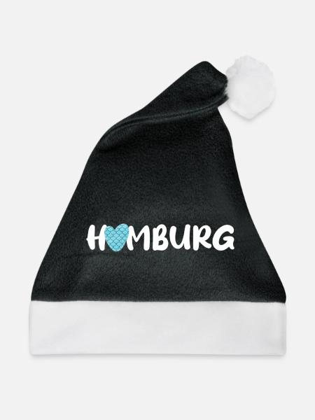 Hamburg Herz Schuppen Fisch Muster Fan Hafen Hanse - Weihnachtsmütze - Schwarz/Weiß - Vorne