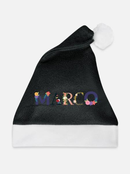 MARCO Name mit Blumen geschmückt - Weihnachtsmütze - Schwarz/Weiß