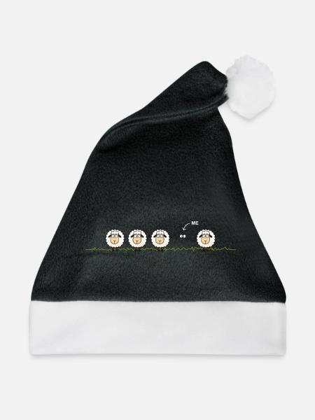 Schwarzes Schaf – Illustration - Weihnachtsmütze - Schwarz/Weiß