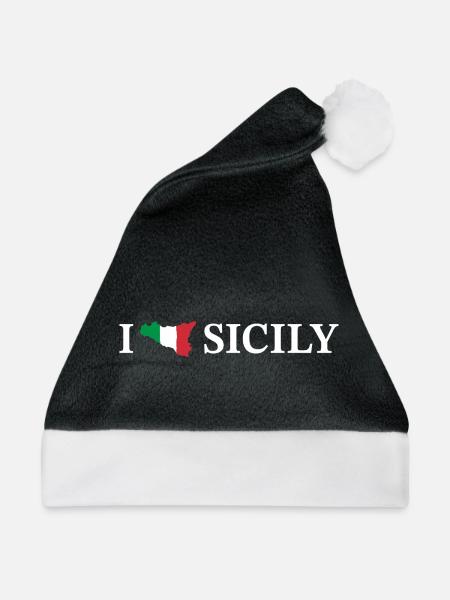 I love Sicily Italien - Weihnachtsmütze - Schwarz/Weiß - Vorne