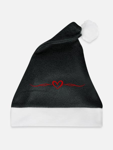 Herz Symbol Ornament - Weihnachtsmütze - Schwarz/Weiß