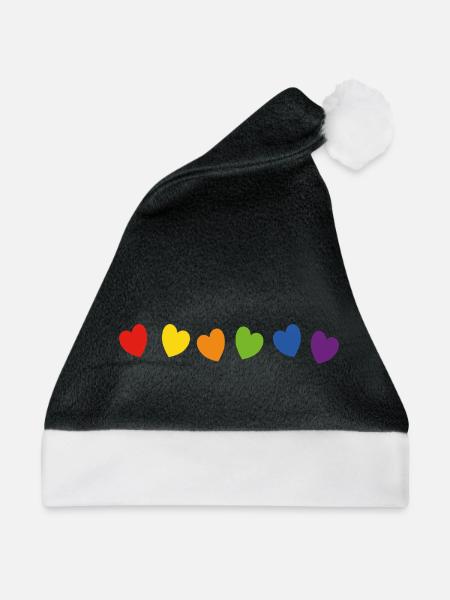 Pride Herzen - Weihnachtsmütze - Schwarz/Weiß - Vorne