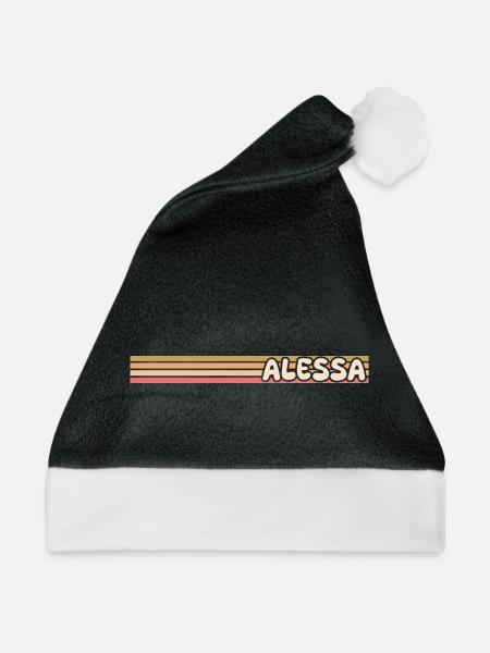 Alessa als Maennername - Weihnachtsmütze - Schwarz/Weiß - Vorne