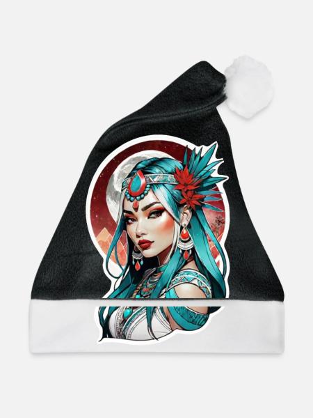 Indische Prinzessin - Aztek - Weihnachtsmütze - Schwarz/Weiß
