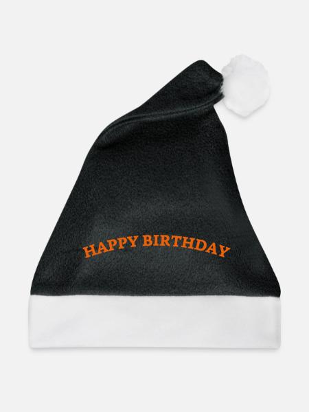 Happy Birthday - Weihnachtsmütze - Schwarz/Weiß - Vorne