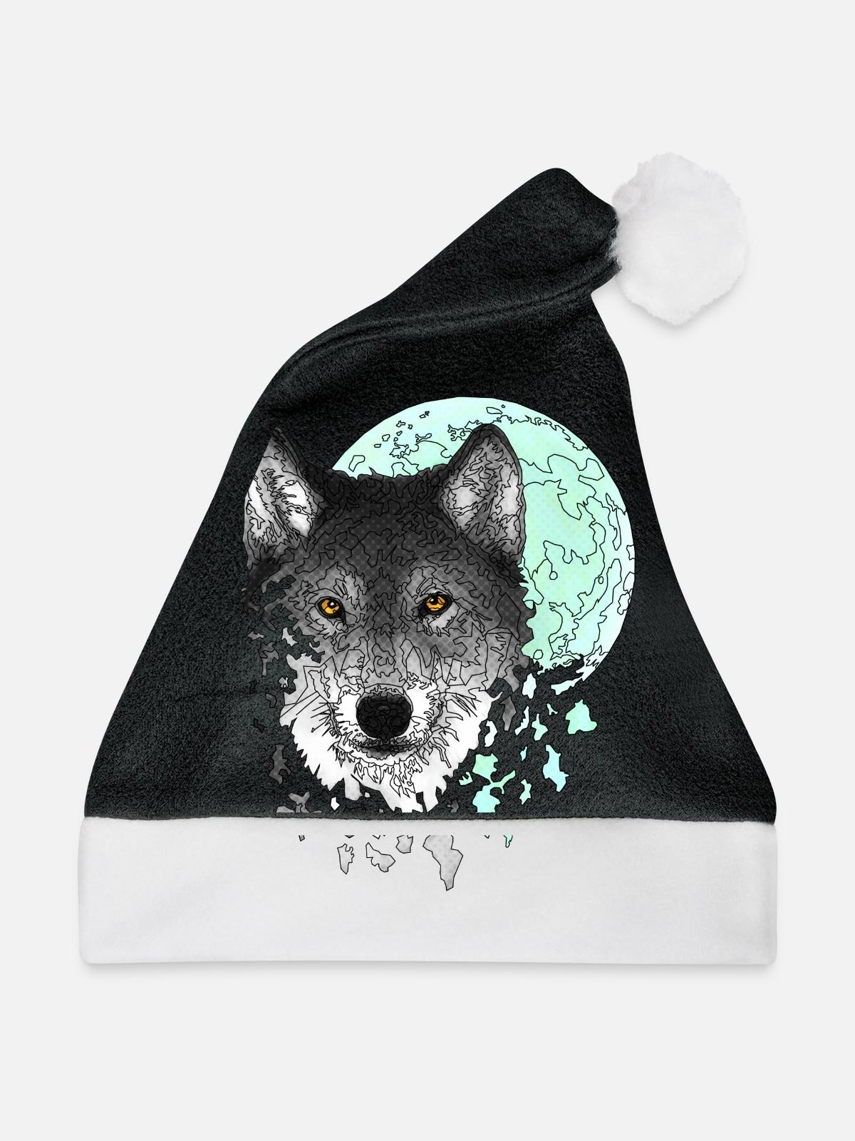 Wolf - Weihnachtsmütze - Schwarz/Weiß - Vorne
