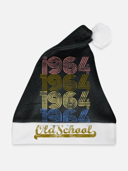 Alte Schule 1964 Vintage Retro Shirt - Weihnachtsmütze - Schwarz/Weiß - Vorne