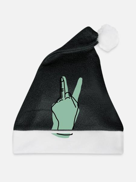 peace hand green - Weihnachtsmütze - Schwarz/Weiß