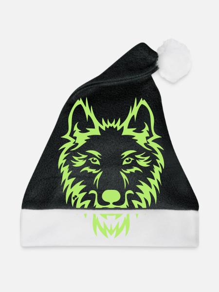 Wolf Kopf - Weihnachtsmütze - Schwarz/Weiß