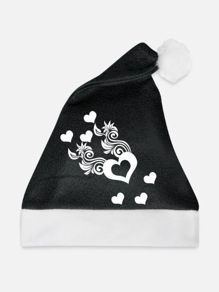 Herz heart herzen - Weihnachtsmütze - Schwarz/Weiß