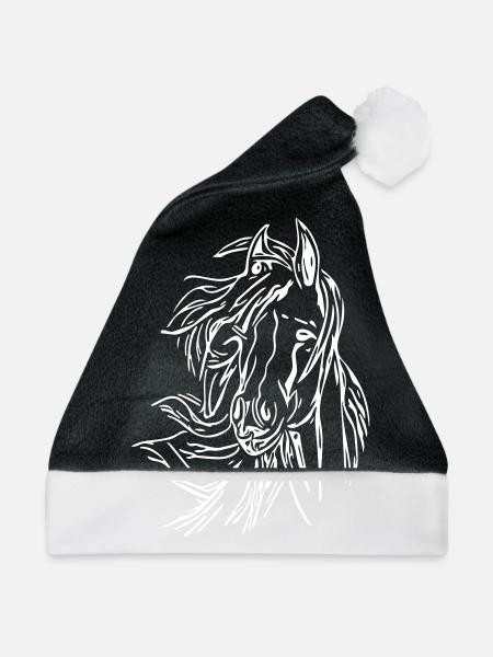 Pferd - Kopf Vector - Weihnachtsmütze - Schwarz/Weiß