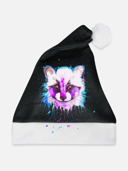 Waschbär - Weihnachtsmütze - Schwarz/Weiß