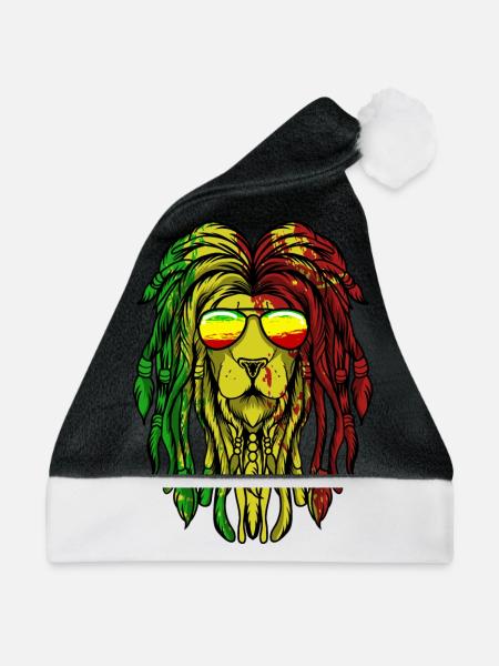 Dreadlocks Rasta Haare Dreads Rastafari Löwe - Weihnachtsmütze - Schwarz/Weiß - Vorne