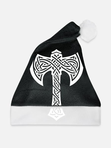 Axt in aussergewöhnlichen Keltischen Knoten - Weihnachtsmütze - Schwarz/Weiß - Vorne