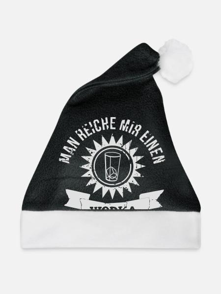 Man reiche mir einen Wodka - Weihnachtsmütze - Schwarz/Weiß - Vorne