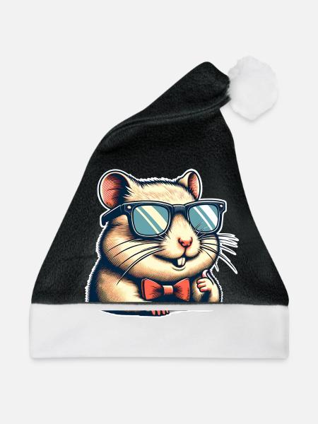Hamster - Weihnachtsmütze - Schwarz/Weiß