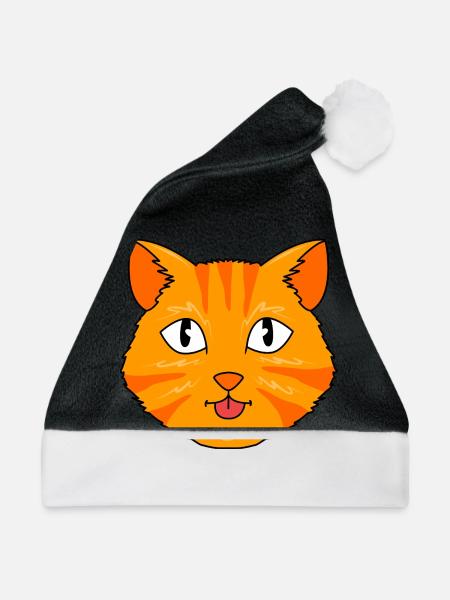 Tabby Katze - Weihnachtsmütze - Schwarz/Weiß - Vorne