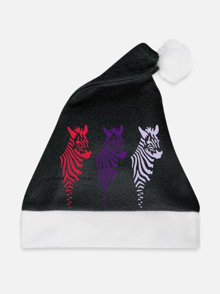 Three Zebras (b) - Weihnachtsmütze - Schwarz/Weiß